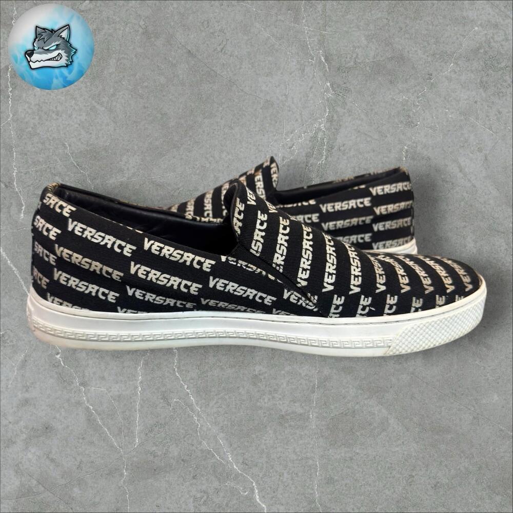 Versace Sneakers Men's Size 43 (US 10) Black-White Low Top Tessuto Sneaker - Picture 6 of 9